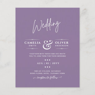 Budget Wisteria Purple Wedding Simple Monochrom Flyer
