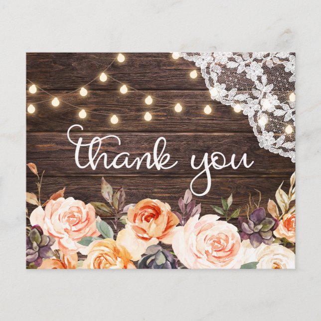 Budget Wood, Lace, Lights Pink Floral Thank You Fl Flyer (Front)