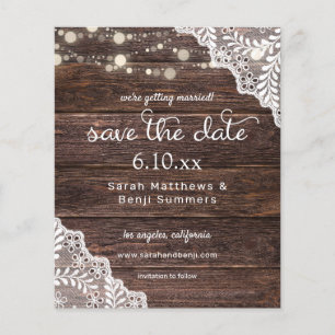 Budget Wood, Lace & Lights Save the Date V2 Photo Flyer