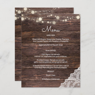 Budget Wood, Lace, String Lights Menu