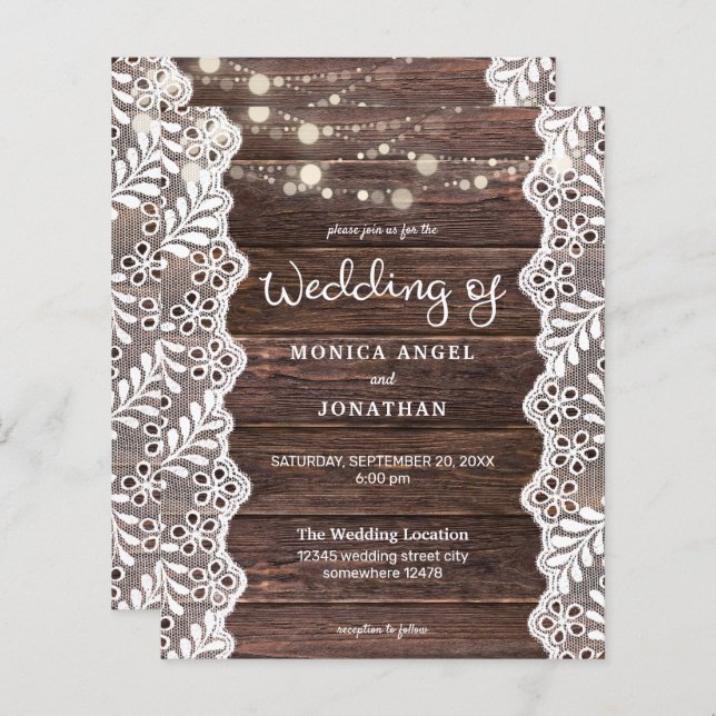 Budget Wood Lace String Lights Wedding (Front/Back)