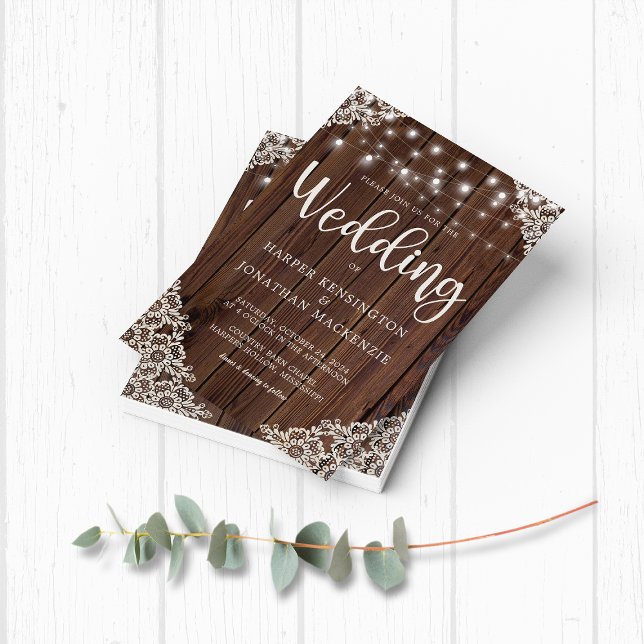 BUDGET Wood Lace String Lights Wedding Paper (Creator Uploaded)