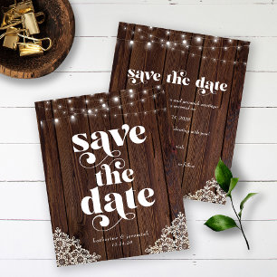 Budget Wood String Lights Lace Save the Date