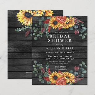 Budget Wood Sunflowers Bridal Shower Invitation