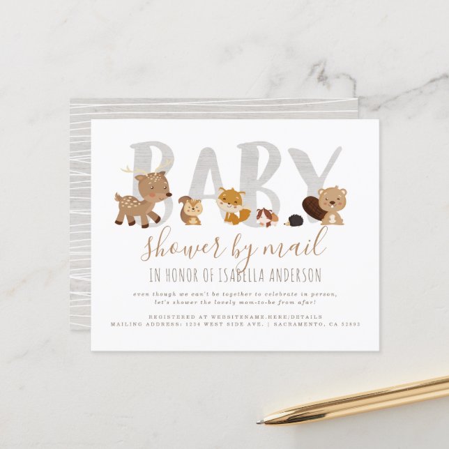 Budget Woodland Animal Neutral Baby Shower By Mail (Front/Back In Situ)