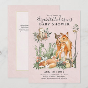BUDGET Woodland Animals Baby Boy Girl Shower INVs Invitation
