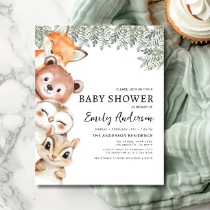 Budget Woodland Animals Baby Shower Invitation