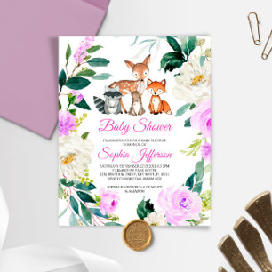 Budget Woodland Animals Baby Shower Invitation