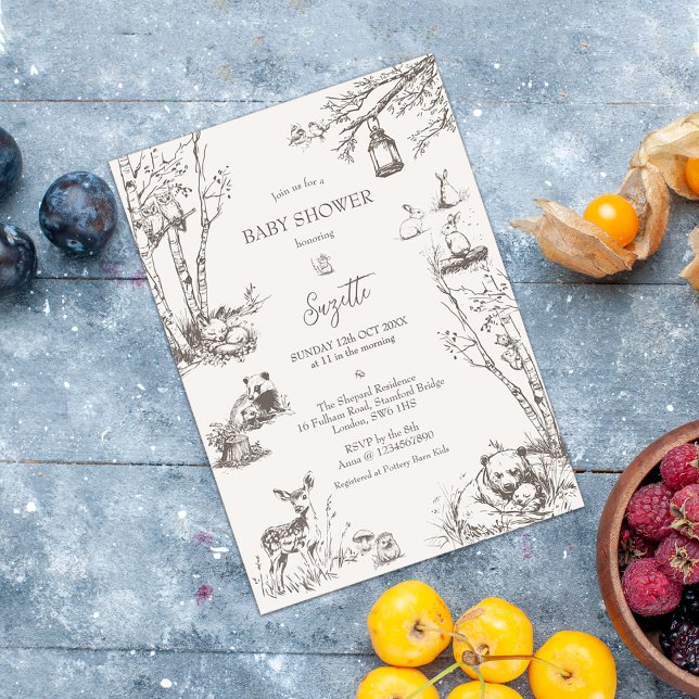 Budget Woodland Animals Baby Shower Postcard (Creator Uploaded)