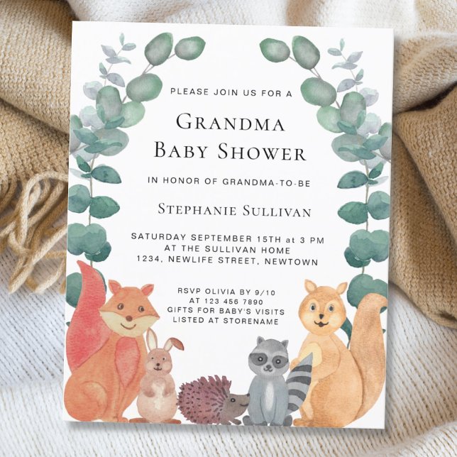 Budget Woodland Animals Grandma Baby Shower Invite (Creator Uploaded)