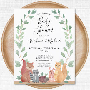 Budget Woodland Couples Baby Shower Invitation