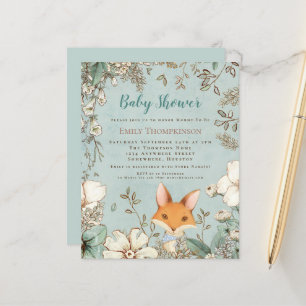 Budget Woodland Cute Fox Boy Baby Shower Invite