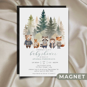 Budget Woodland Watercolor Baby Shower Magnetic Invitation