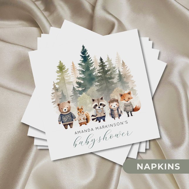 Budget Woodland Watercolor Baby Shower Napkin (Creator Uploaded)
