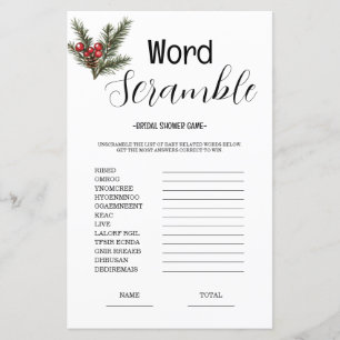 Budget Word Scrumble Bridal Shower Game
