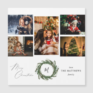 Budget Wreath Monogram 5 Photo Merry Christmas v2