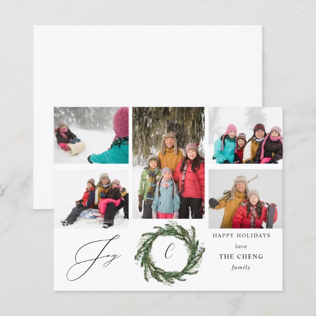 Budget Wreath Monogram Joy 5 Photo (Front/Back)