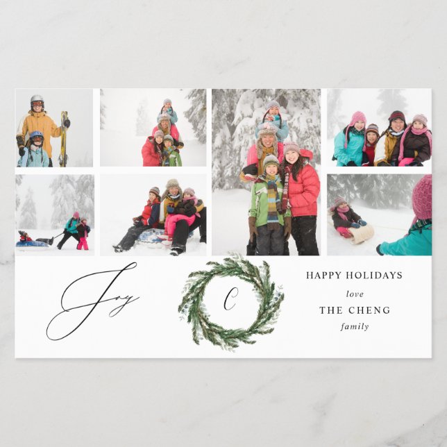 Budget Wreath Monogram Joy 7 Photo Flyer (Front)