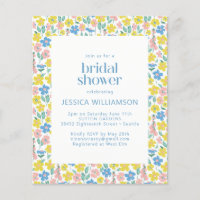Budget Yellow Ditsy Floral Bridal Shower Invite