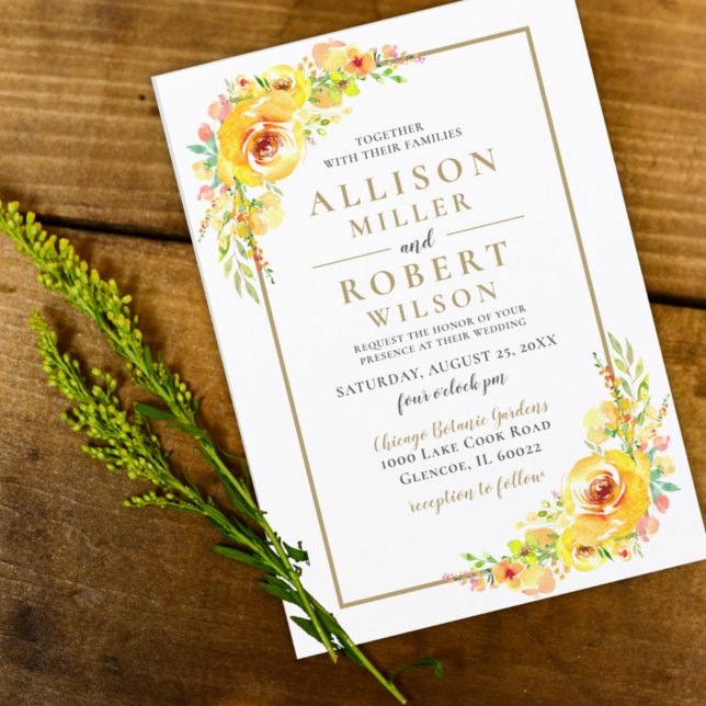Budget Yellow Floral Rustic Wedding  Invitation (Creator Uploaded)