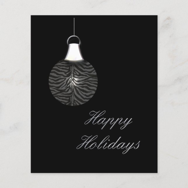 Budget Zebra Stripes Ornament Black Holiday Card (Front)