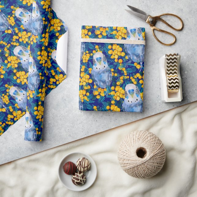 Budgie And Wattle Pattern Wrapping Paper (Crafts)