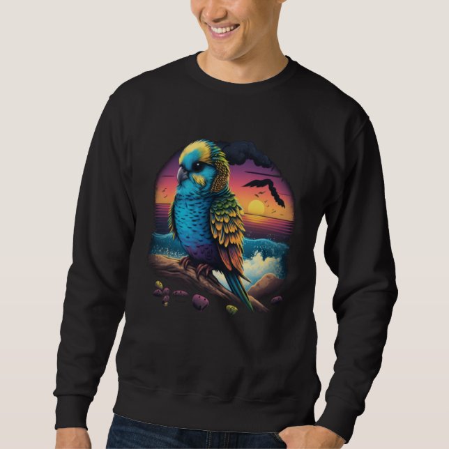 Budgie Beach Budgerigar Parakeet Bird Summer  1 Sweatshirt (Front)