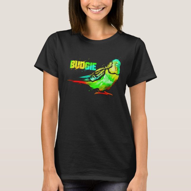 Budgie Bird Color Artwork Budgerigar Parakeet T-Shirt (Front)
