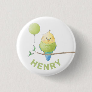 Budgie Birthday Kid's Birthday Button