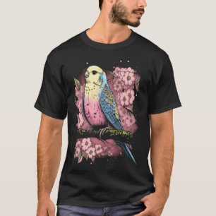 Budgie Budgerigar Bird Japanese Cherry Sakura Flow T-Shirt