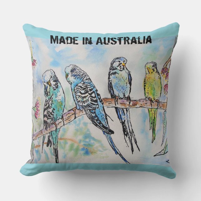 Budgie Budgerigar Bird Made In Australia T Shirt Cushion (Front)