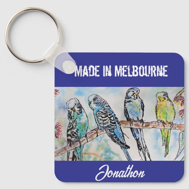 Budgie Budgerigar Bird Made In Melbourne Birds Key Ring (Front)