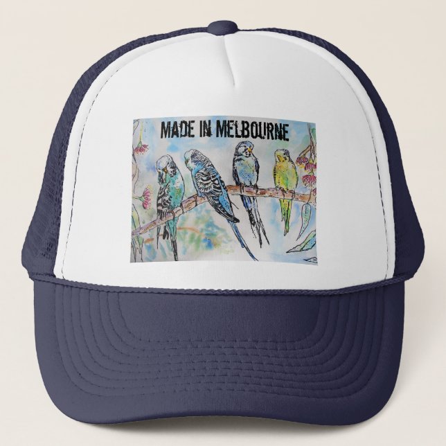 Budgie Budgerigar Bird Made In Melbourne  Trucker Hat (Front)