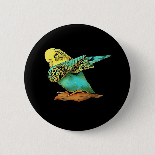 Budgie Budgerigar Dabbing 6 Cm Round Badge (Front)