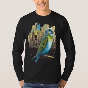 Budgie Budgerigar Parakeet City Skyline Parrot Bir T-Shirt