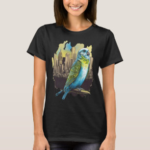 Budgie Budgerigar Parakeet City Skyline Parrot Bir T-Shirt