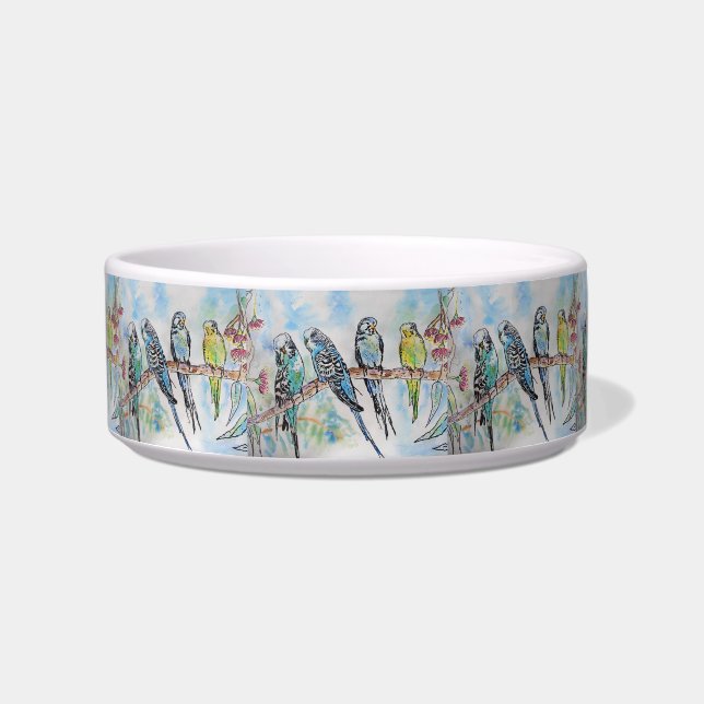 Budgie budgerigars birds pretty Bird Drink Bowl (Front)