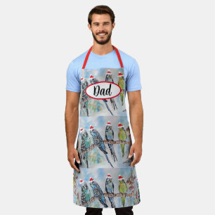 Budgie Budgies Bird Birds Dad Christmas Kitchen Apron