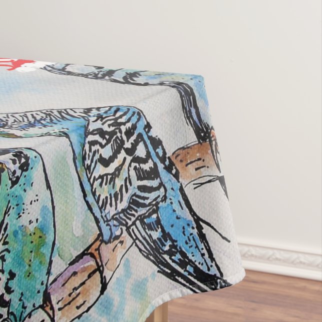 Budgie Budgies Merry Budgiemas Christmas dinner Tablecloth (In Situ)