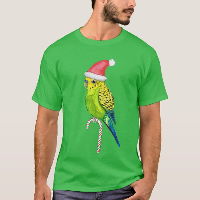 Budgie Christmas style T-Shirt (Front)