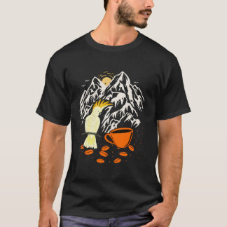 Budgie Coffee Mountain Budgerigar Parakeet Bird Pe T-Shirt