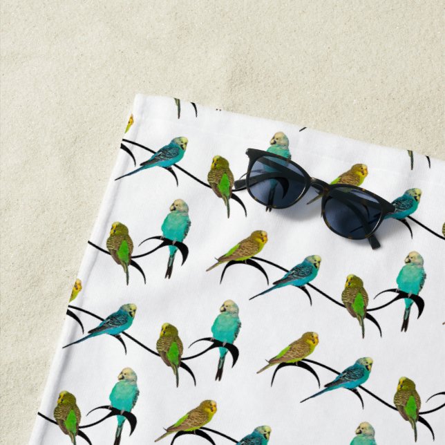 Budgie Frenzy Beach Towel (choose colour) (In Situ)
