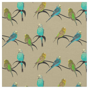 Budgie Frenzy Fabric (Gold)