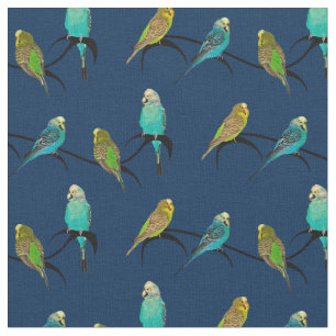 Budgie Frenzy Fabric (Navy)