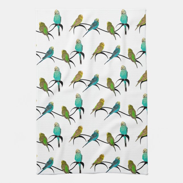 Budgie Frenzy Kitchen Towel (Vertical)
