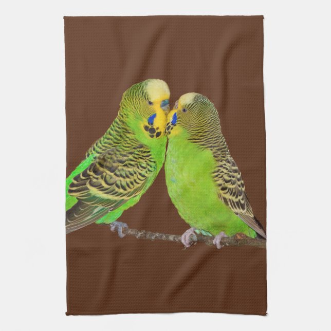 Budgie Kisses Kitchen Towel (Vertical)
