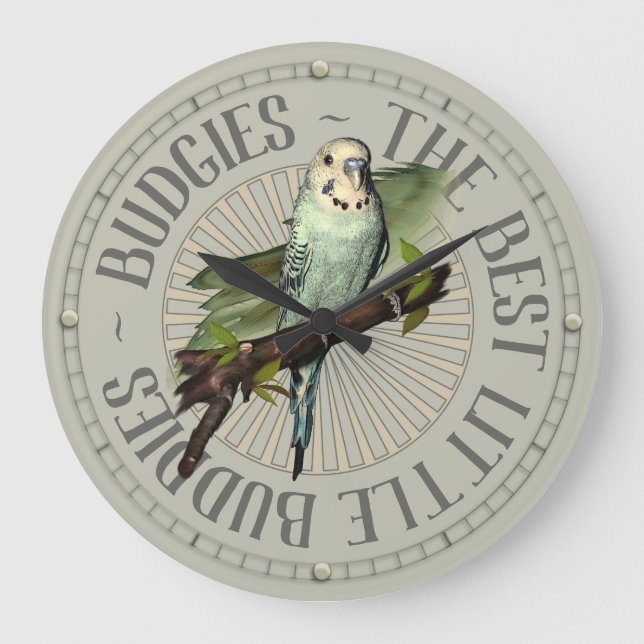 Budgie Love Large Clock (Front)