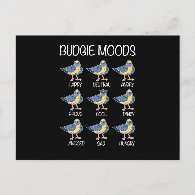 Budgie Moods Budgie Lover Bird Lover Postcard (Front)