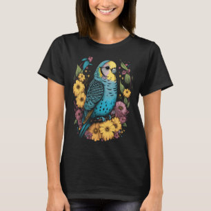 Budgie Mum Flower Budgerigar Parakeet Bird Mother T-Shirt