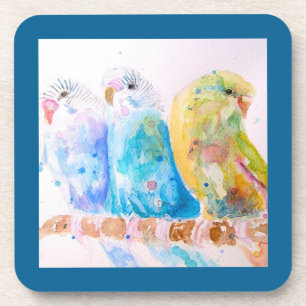 Budgie Parakeet Budgerigar Budgies Teal Blue Coaster